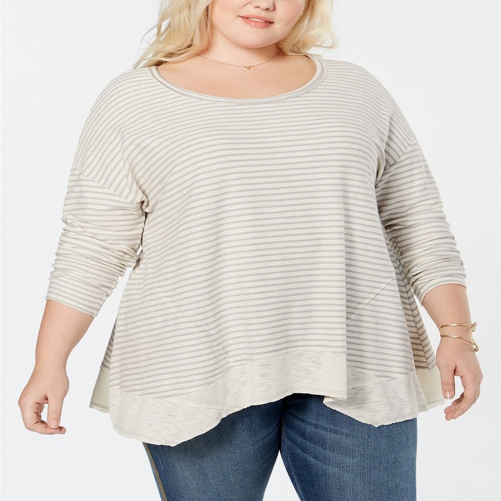 Style & Co Plus Size Striped Bridge-Hem Top, Size 1X, $56.50